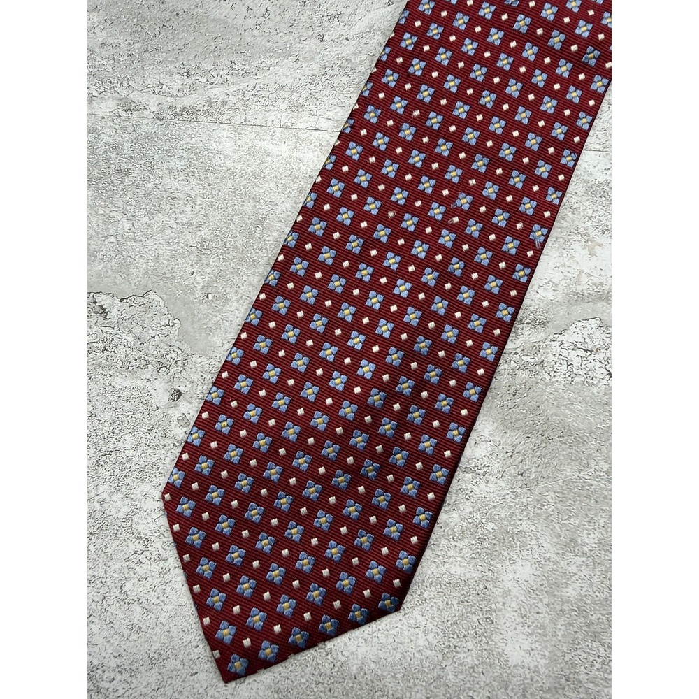 Jos. A. Bank 100% Silk Tie Mens One Size Red Floral Pointed Executive Necktie